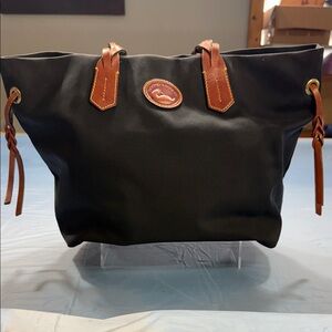 Dooney & Bourke Black Tote with Brown Accents EUC